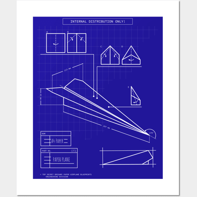 Top secret origami paper plane engineering blueprints Wall Art by Made by Popular Demand